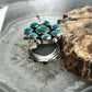 Sterling Silver Southwestern Style Mohave Turquoise Cluster Ring Size 8 For Women