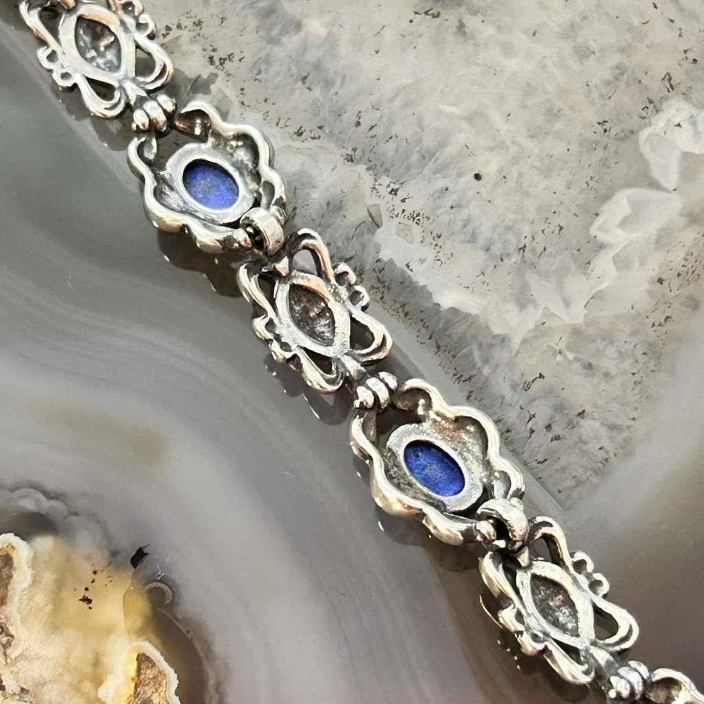 Carolyn Pollack Sterling Silver Lapis Decorated Foldover Link Bracelet For Women