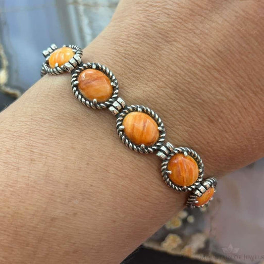 Carolyn Pollack Sterling Silver Spiny Oyster Decorated Link Bracelet For Women