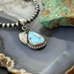 Sterling Silver Southwestern Style Teardrop Golden Hill Turquoise Leaves Pendant For Women #2