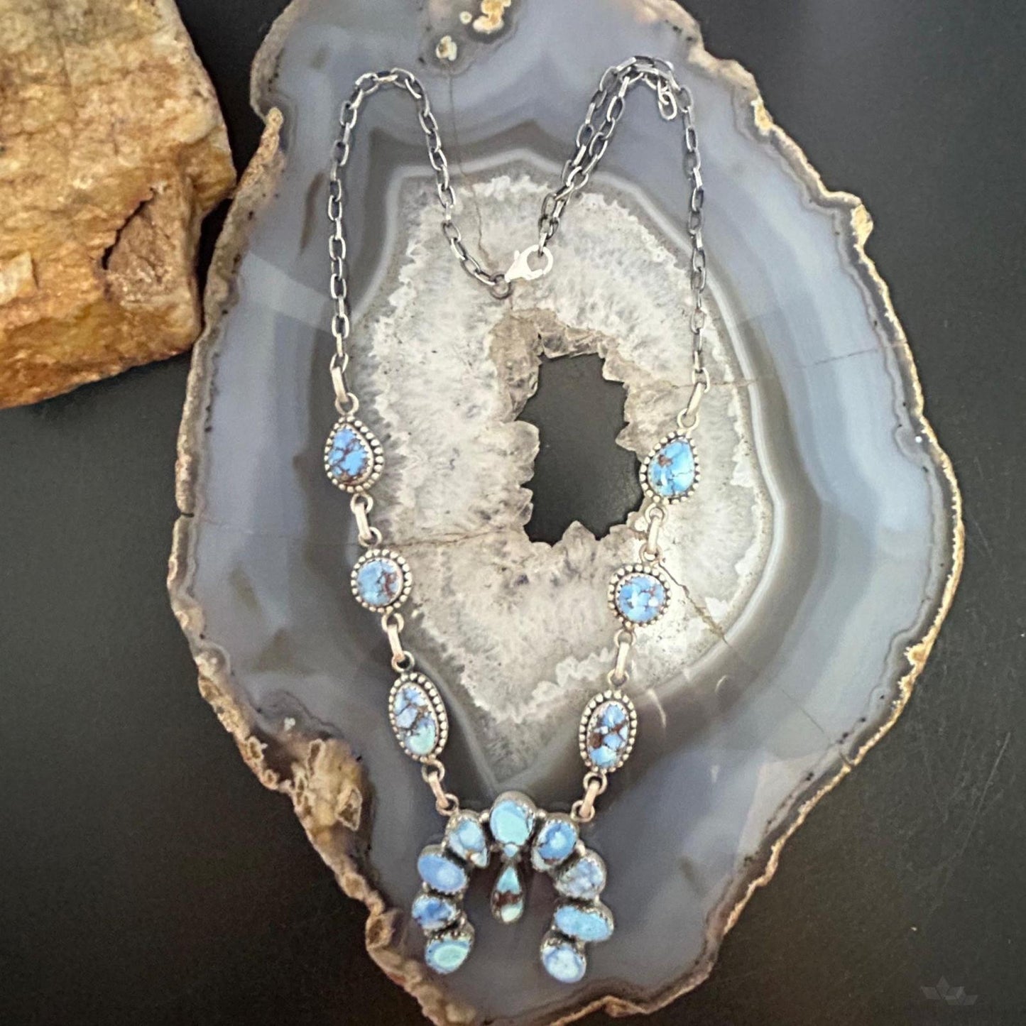 Sterling Silver Southwestern Style Golden Hill Turquoise Naja 20" Necklace For Women