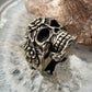 Sterling Silver Skull With Flower Ring Size10,11 For Men Rock N Roll / Biker