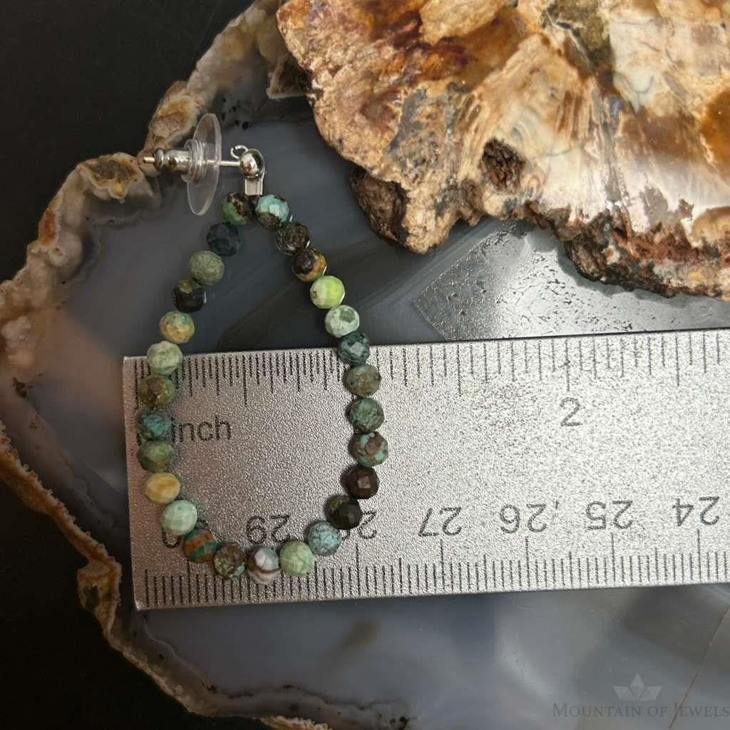Sterling Silver Faceted Hubei Turquoise Beads Hoop Earrings For Women