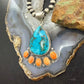Sterling Silver Southwestern Style Malachite Chrysocolla&Spiny Oyster Decorated Pendant
