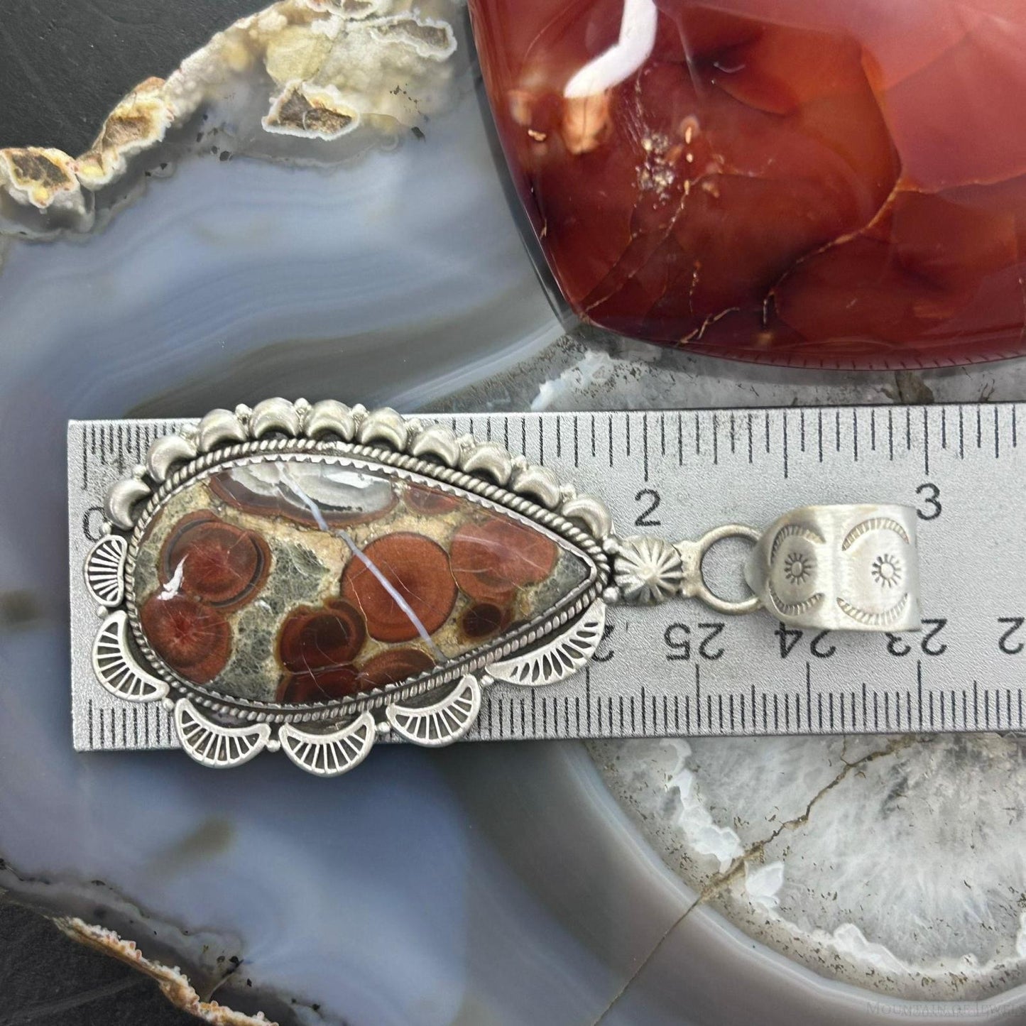 Sterling Silver Southwestern Style Teardrop Peanut Obsidian Pendant For Women