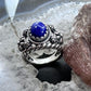 Carolyn Pollack Sterling Silver Oval Lapis Floral Split Shank Ring For Women