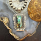 Sterling Silver Southwestern Style Rectangle Blackjack Turquoise Decorated Pendant #2