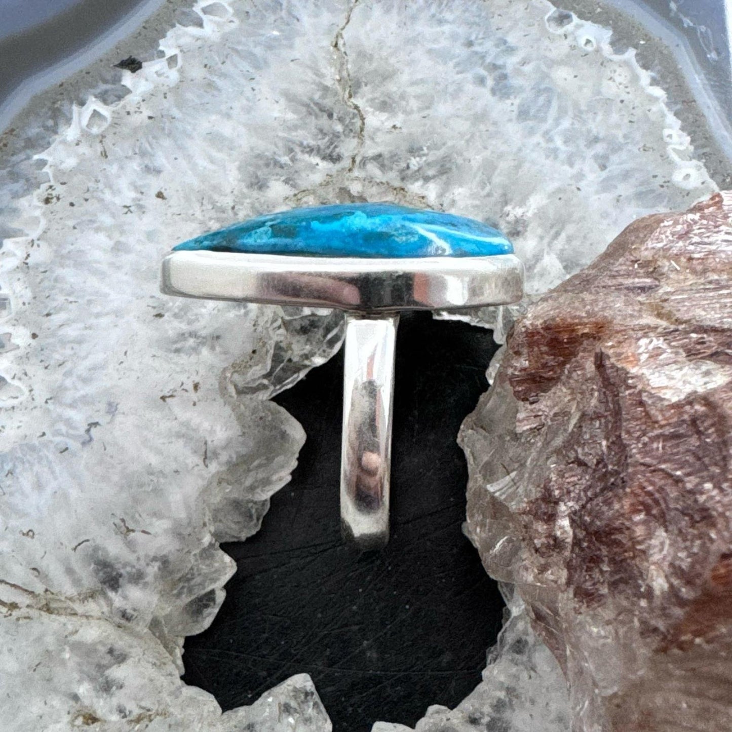 Sterling Silver Southwestern Style Teardrop Shattuckite Ring Size 9.75 For Women