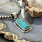 Native American Sterling Silver Rectangle Turquoise Decorated Pendant For Women