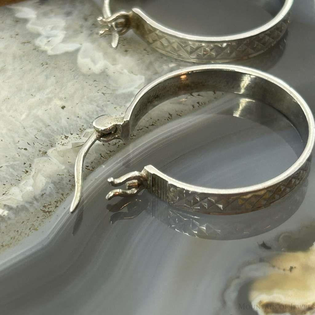 Sterling Silver Fashion Diamond Cut Hoop Earrings For Women