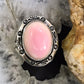 Native American Sterling Silver Oval Pink Conch Decorated Ring Size 8 For Women