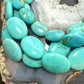 Vintage Native American Oval Turquoise Beads 3 Strands 14" Necklace For Women
