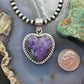 Sterling Silver Southwestern Style Charoite Heart Decorated Pendant For Women