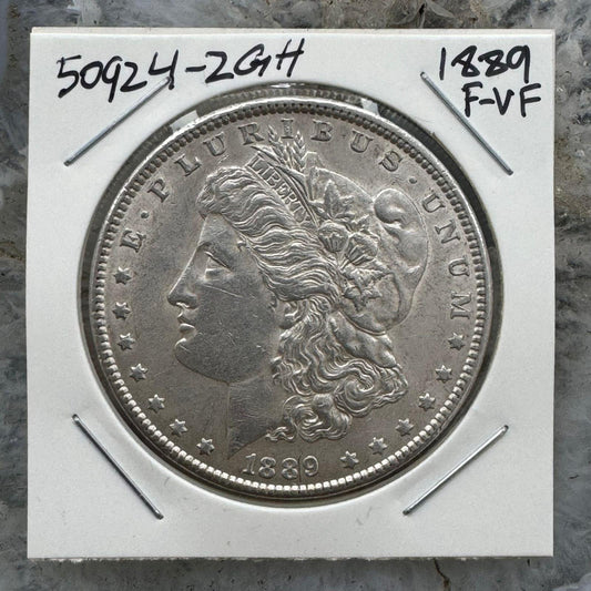 1889 US 90% Morgan Silver Dollar F-VG #50924-2GH