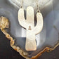 Sterling Silver Southwestern Style Green Kingman Turquoise Cactus Pendant Necklace For Women