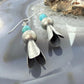 Sterling Silver Southwestern Style Squash Blossom Turquoise Dangle Earrings For Women