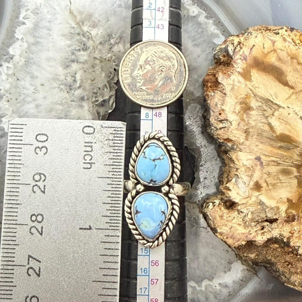 Sterling Silver Southwestern Style 2 Golden Hill Turquoise Ring Size 6 For Women