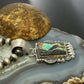Sterling Silver Southwestern Style Rectangle Blackjack Turquoise Pendant For Women #1