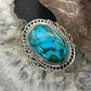 Sterling Silver Southwestern Style Oval Malachite Chrysocolla Ring Size 7.5 For Women