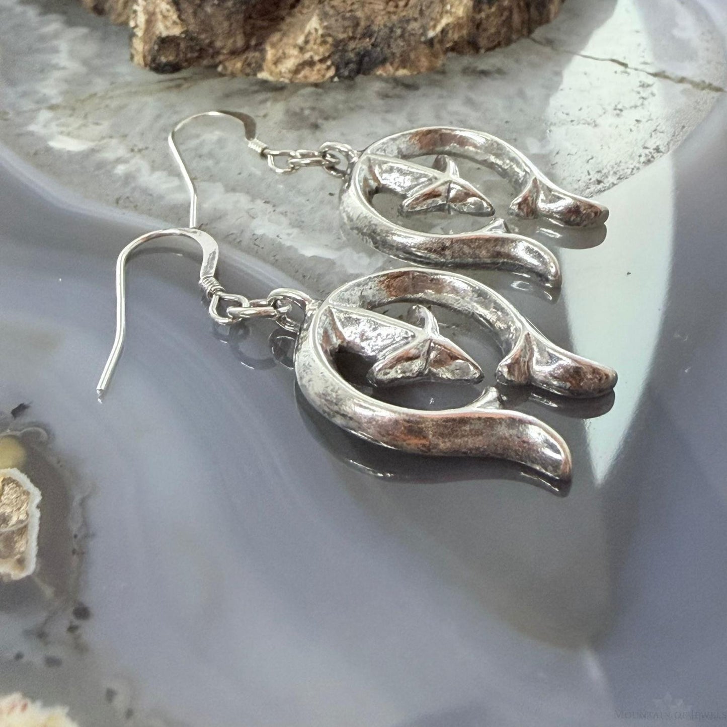 Sterling Silver Southwestern Style Naja Dangle Earrings For Women