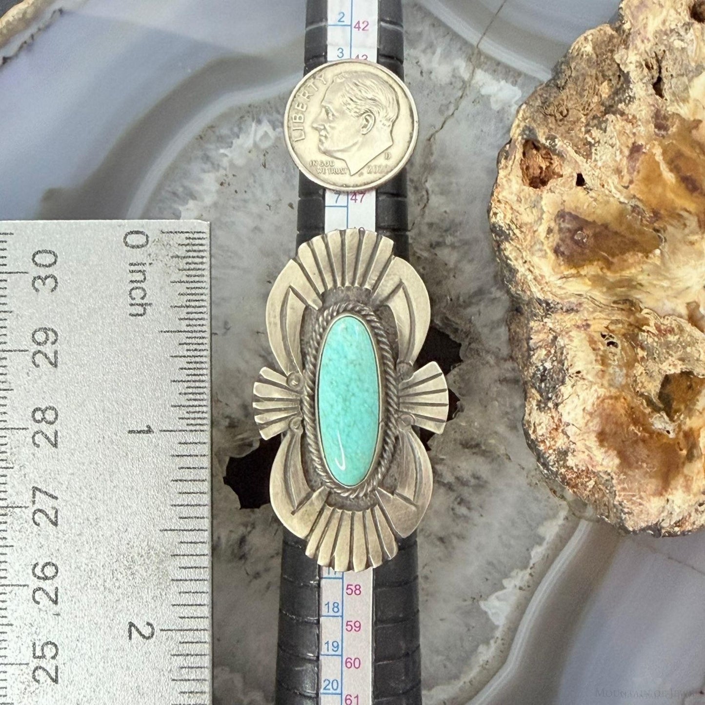 Richard Wylie Native American Sterling Silver Turquoise Decorated Ring Size 6.5 For Women
