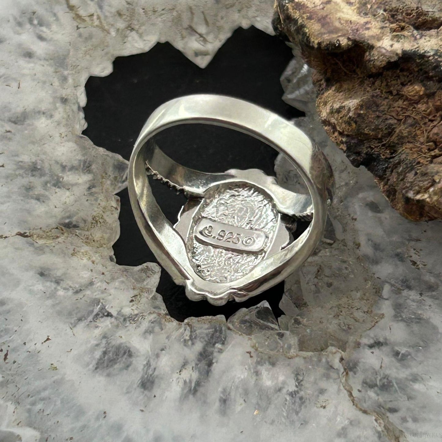 Carolyn Pollack Sterling Silver Oval Chip Inlay Decorated Ring For Women