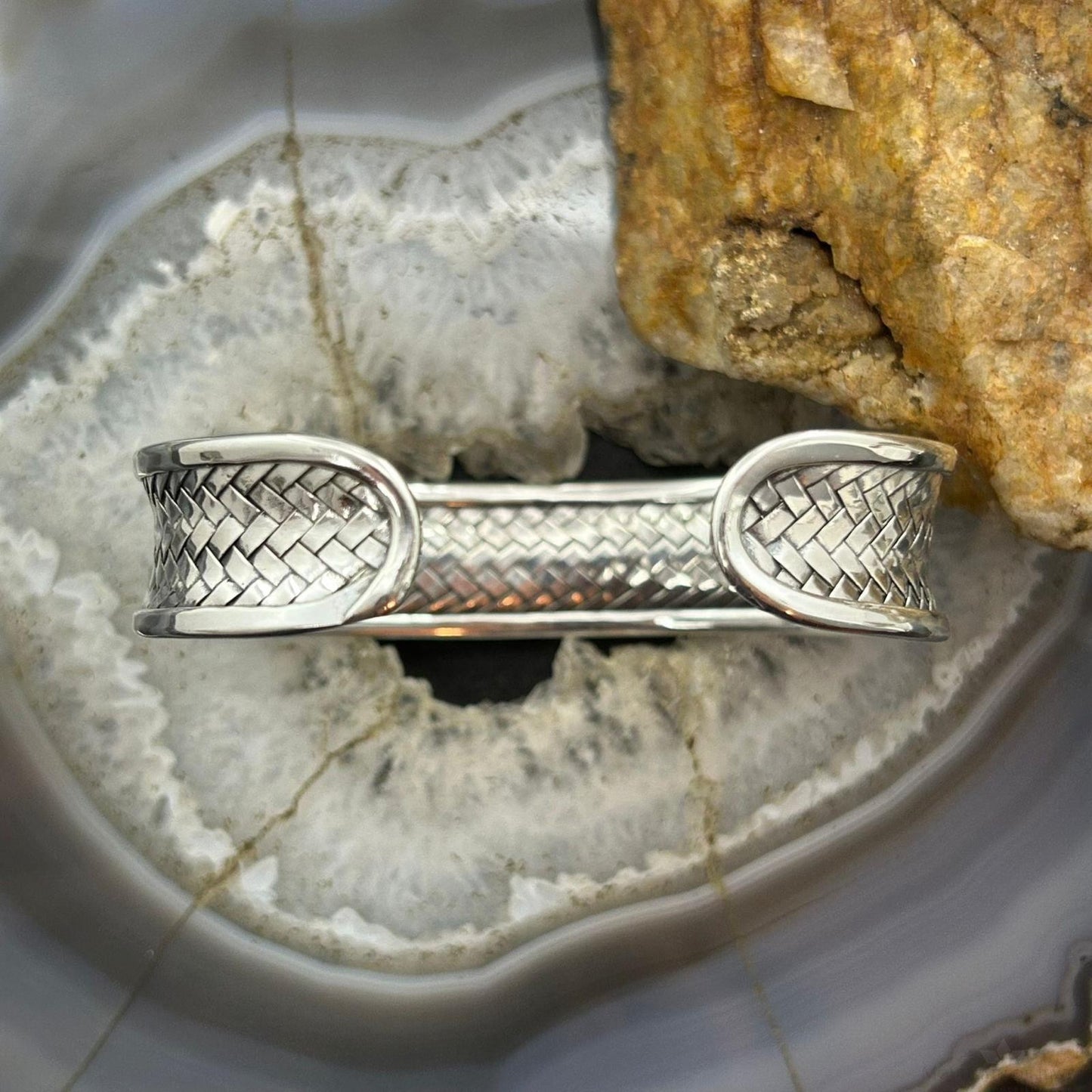 Sterling Silver Woven Decorated Flexible & Adjutable Fashion Bracelet For Women