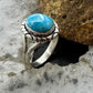 Native American Sterling Silver Oval Kingman Turquoise Ring Size 6 For Women