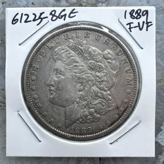 1889 US 90% Morgan Silver Dollar F-VF #61225-8GE