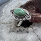 Sterling Silver Southwestern Style Oval Green Turquoise Adjustable Decorated Ring For Women