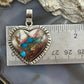 Sterling Silver Southwestern Style Turquoise Spiny Oyster Heart Pendant For Women #1