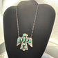 Sterling Silver Southwestern Style Kingman Turquoise Thunderbird Pendant Necklace For Women #3