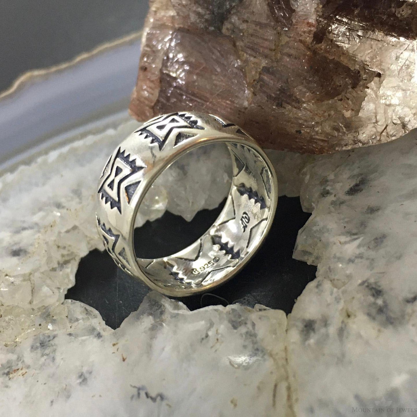 Carolyn Pollack Sterling Silver Southwestern Motif Stamped Unisex Band Ring