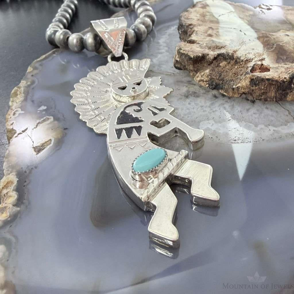 Alonzo Mariano Native American Sterling Silver Turquoise Kokopelli Kachina Unisex Pendant