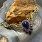 Carolyn Pollack Sterling Silver & Brass Lapis Decorated 15" Necklace For Women