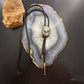 Native American Silver Round Engraved Lizard Decorated Bolo Tie For Men