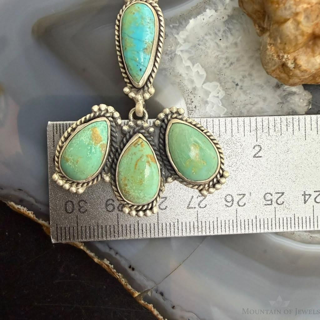 Sterling Silver Southwestern Style 13 Royston Turquoise Lariat 26" Necklace For Women