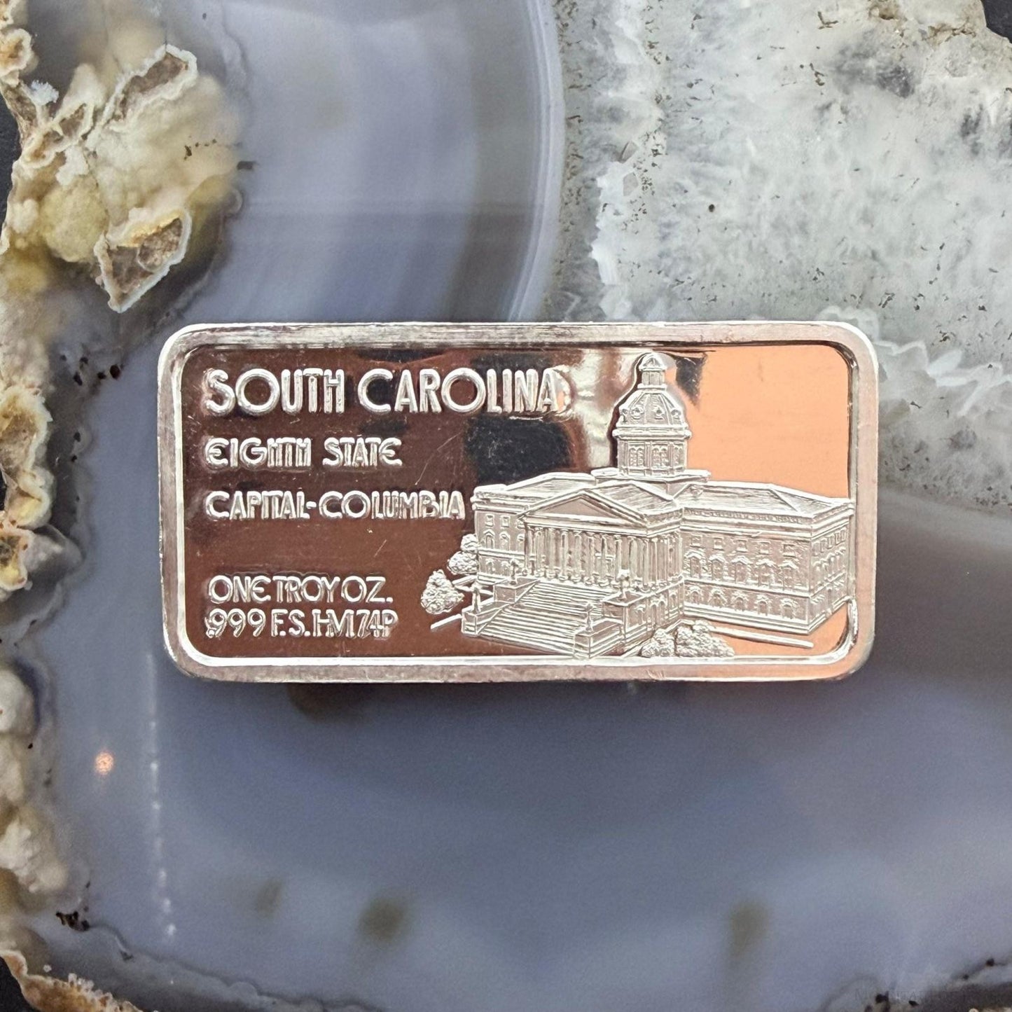 US 1 Troy Ounce of .999 Fine Silver Bar South Carolina The 8th State #102525-20