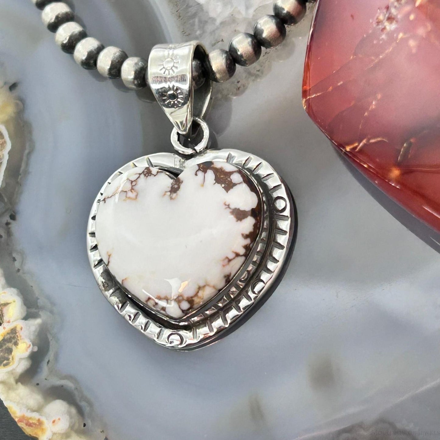 Sterling Silver Southwestern Style Wild Horse Decorated Heart Pendant For Women #3
