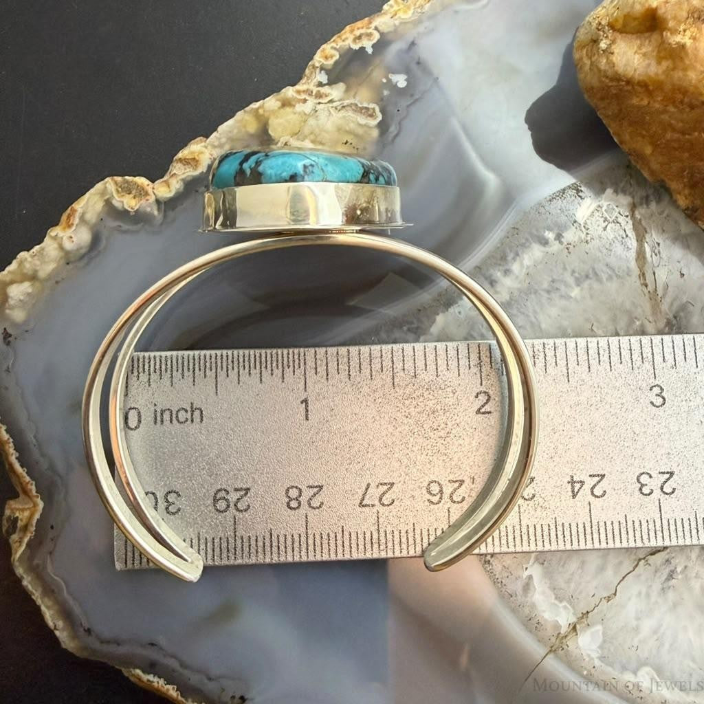 Frank Chavez Sterling Silver Native American Triangle Turquoise Bracelet For Women