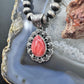 Native American Sterling Silver Teardrop Orange Spiny Oyster Pendant For Women