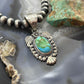 Sterling Southwestern Style Oval Sonora Gold Turquoise Leaves Decorated Pendant