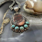 Sterling Silver Southwestern Style Oval Dendritic Jasper & Turquoise Pendant For Women
