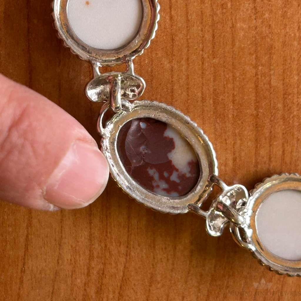 Carolyn Pollack Sterling Silver Wild Horse & white Agate Link Bracelet For Women