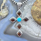 Native American Sterling Silver Turquoise & Amber Diamond Shape Cross Pendant For Women