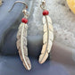 Anthony Gatewood Sterling Silver & Coral Bead Feather Dangle Earrings For Women