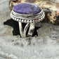 Sterling Silver Southwestern Style Oval Charoite Decorated Ring Size 6.75 For Women