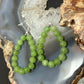 Sterling Silver 15 Rounded Peridot Beads Hoop Dangle Earrings For Women