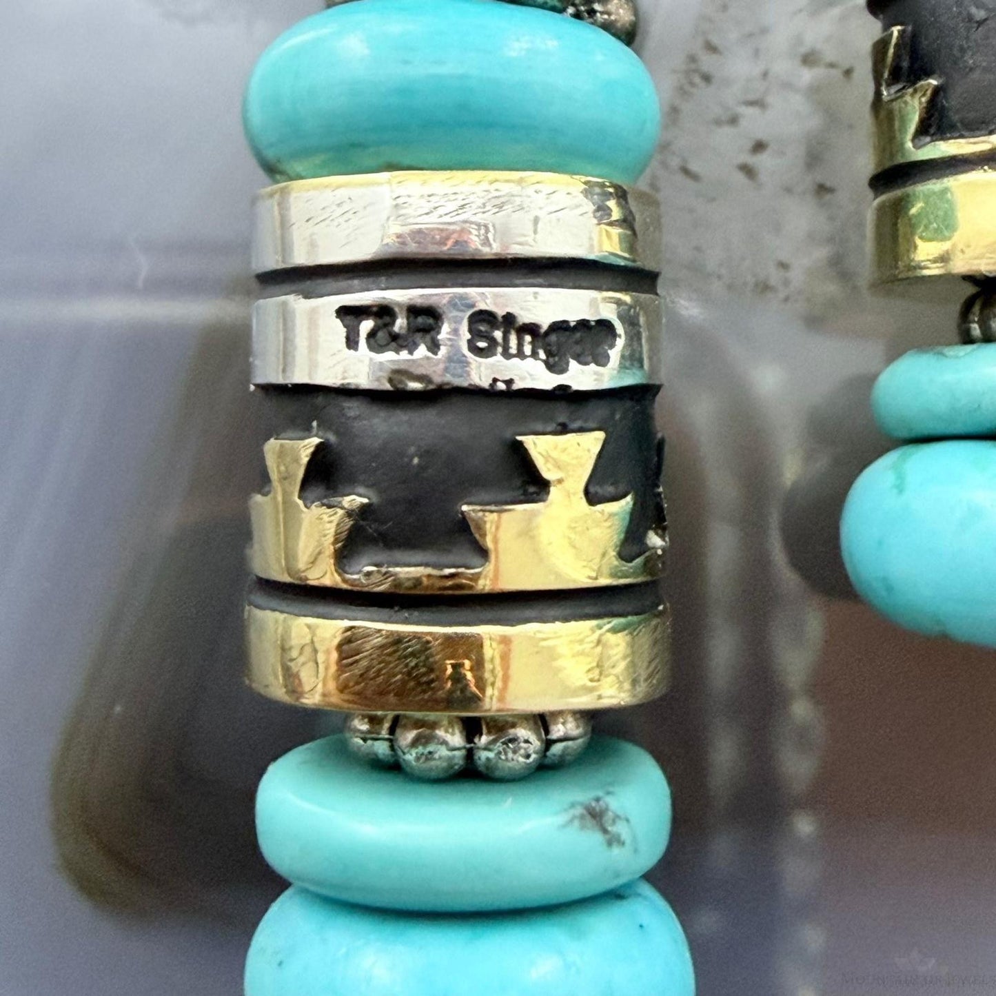 Tommy & Rosita Singer Sterling Silver Turquoise Beads Dangle Earrings For Women