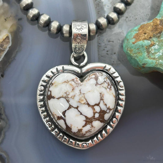 Sterling Silver Southwestern Style Wild Horse Decorated Heart Pendant For Women